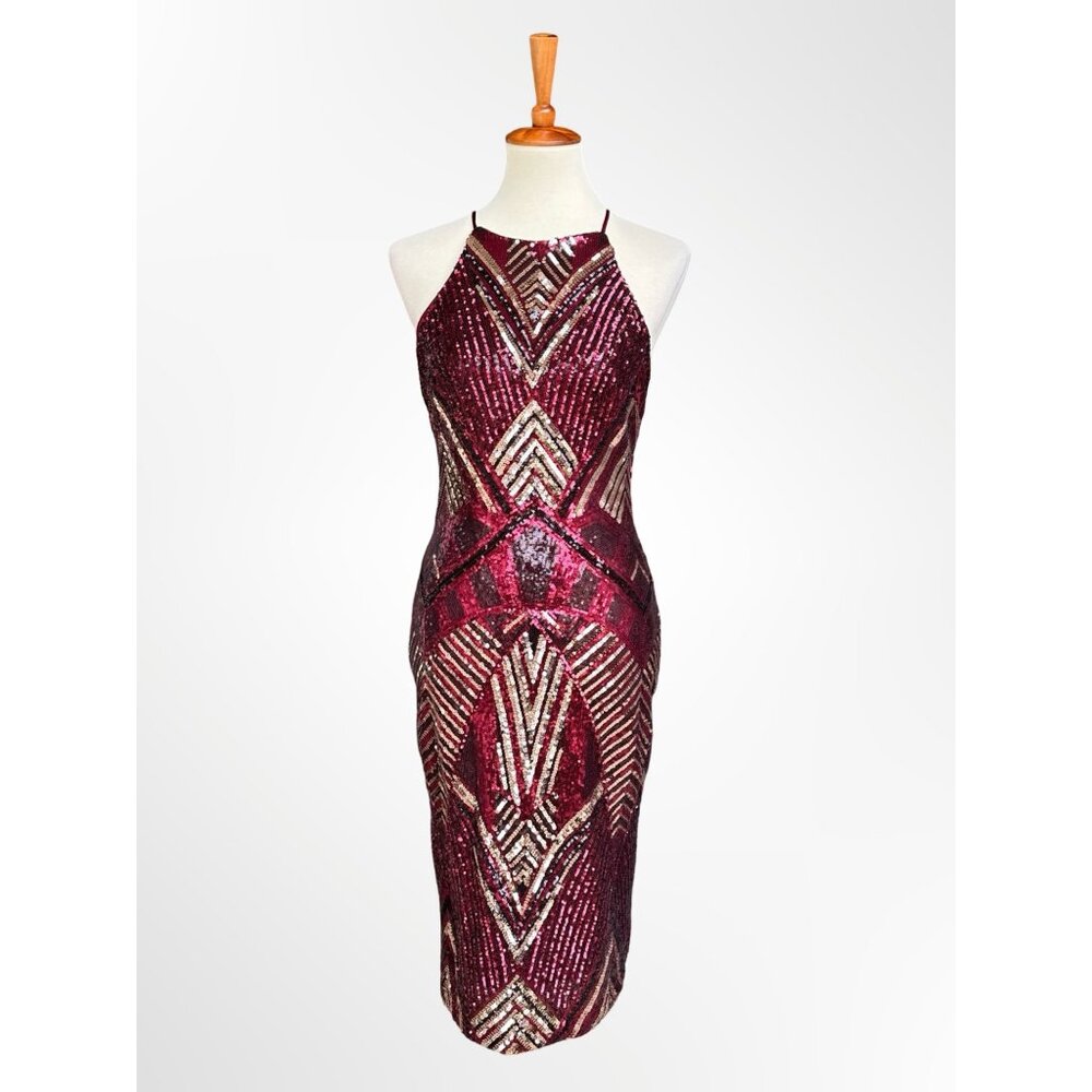 NWOT Bisou Bisou red sequin dress 6 S small formal art deco date party